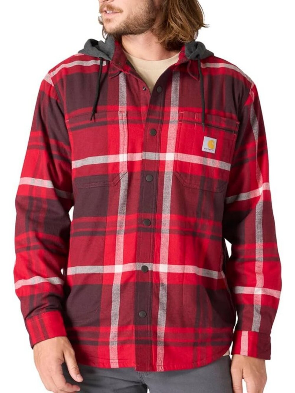 Rugged Flex Relaxed Fit Flannel Fleece Lined Hoodie for Men - Warm & Stylish
